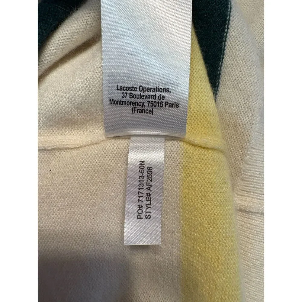 NWT Authentic Lacoste Sport Cashmere V Neck Sweater Size S - Picture 7 of 9